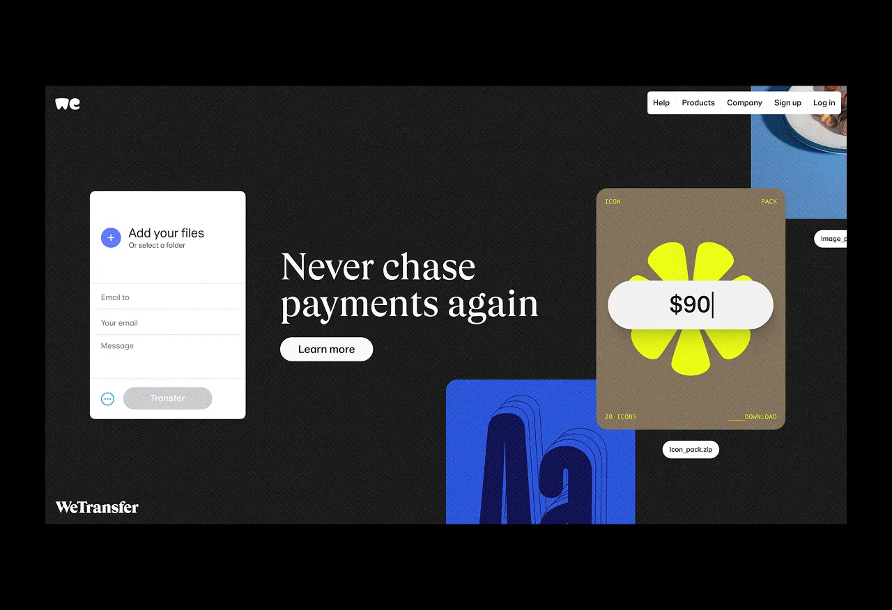 WeTransfer Paid Transfers campaign